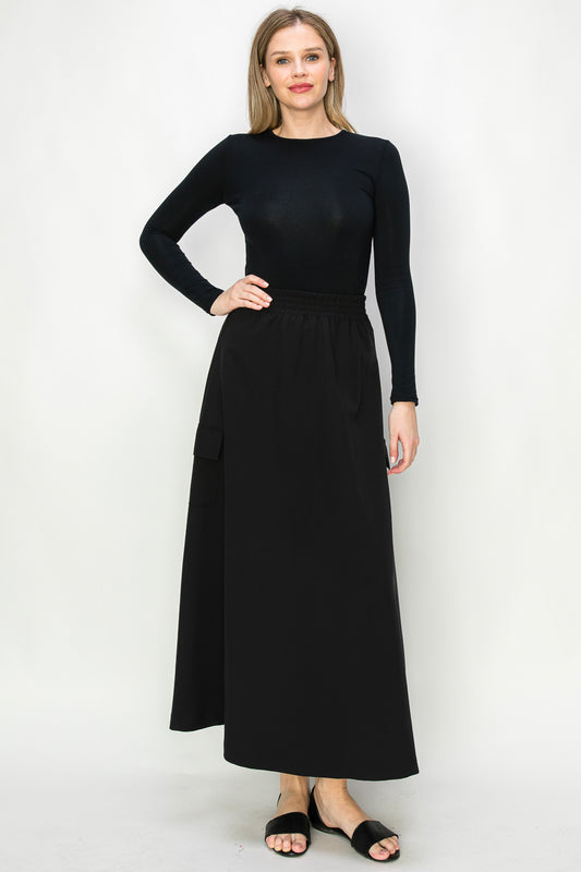 Cargo pocket A-line skirt with elastic band