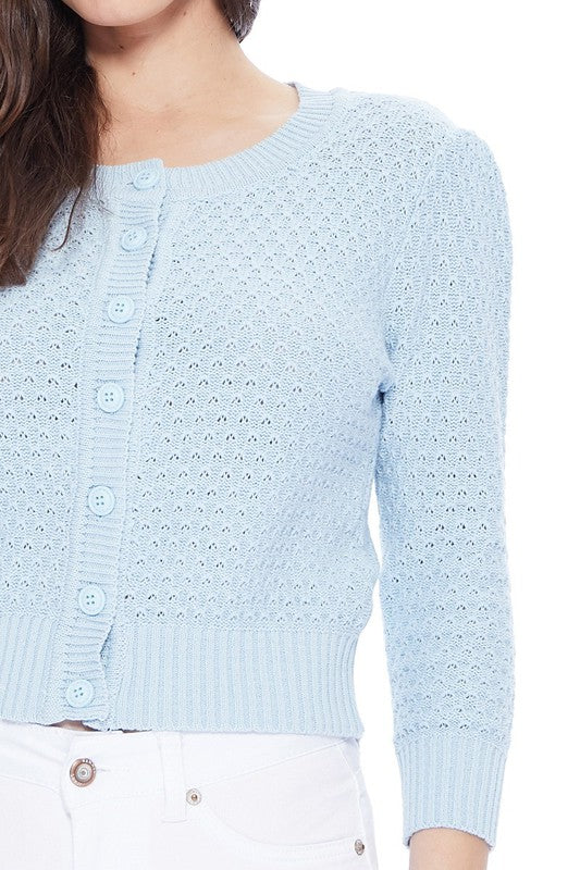 Crochet knitted cardigan crop Sweater