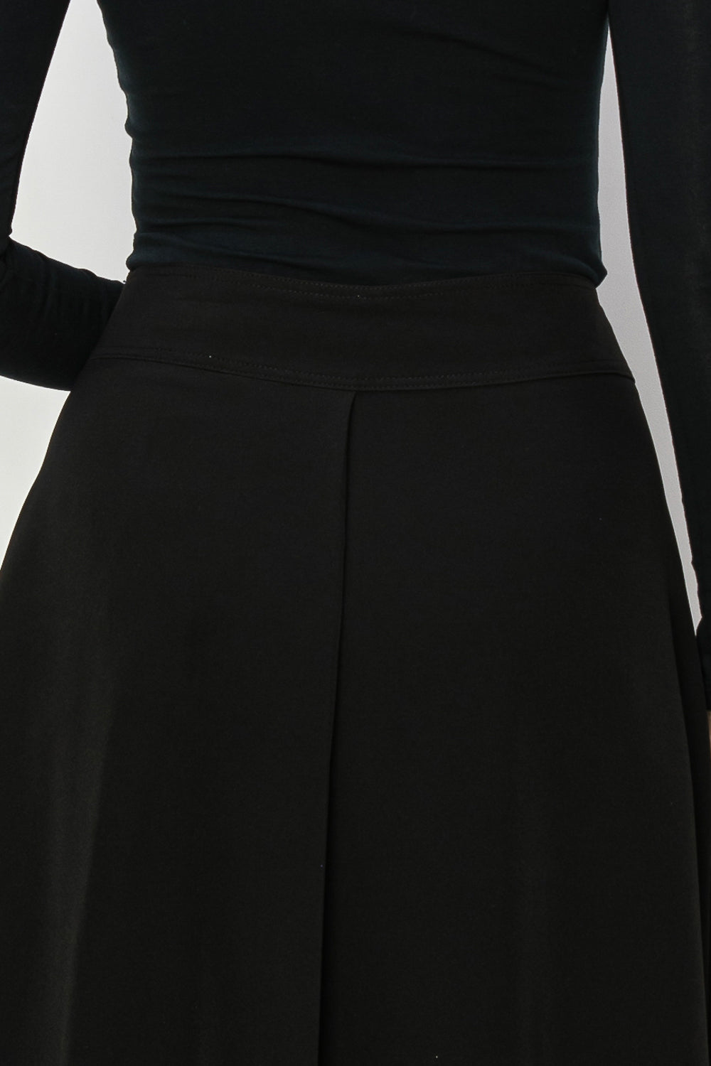 Single Center Pleat Flowing A-line Midi Skirt
