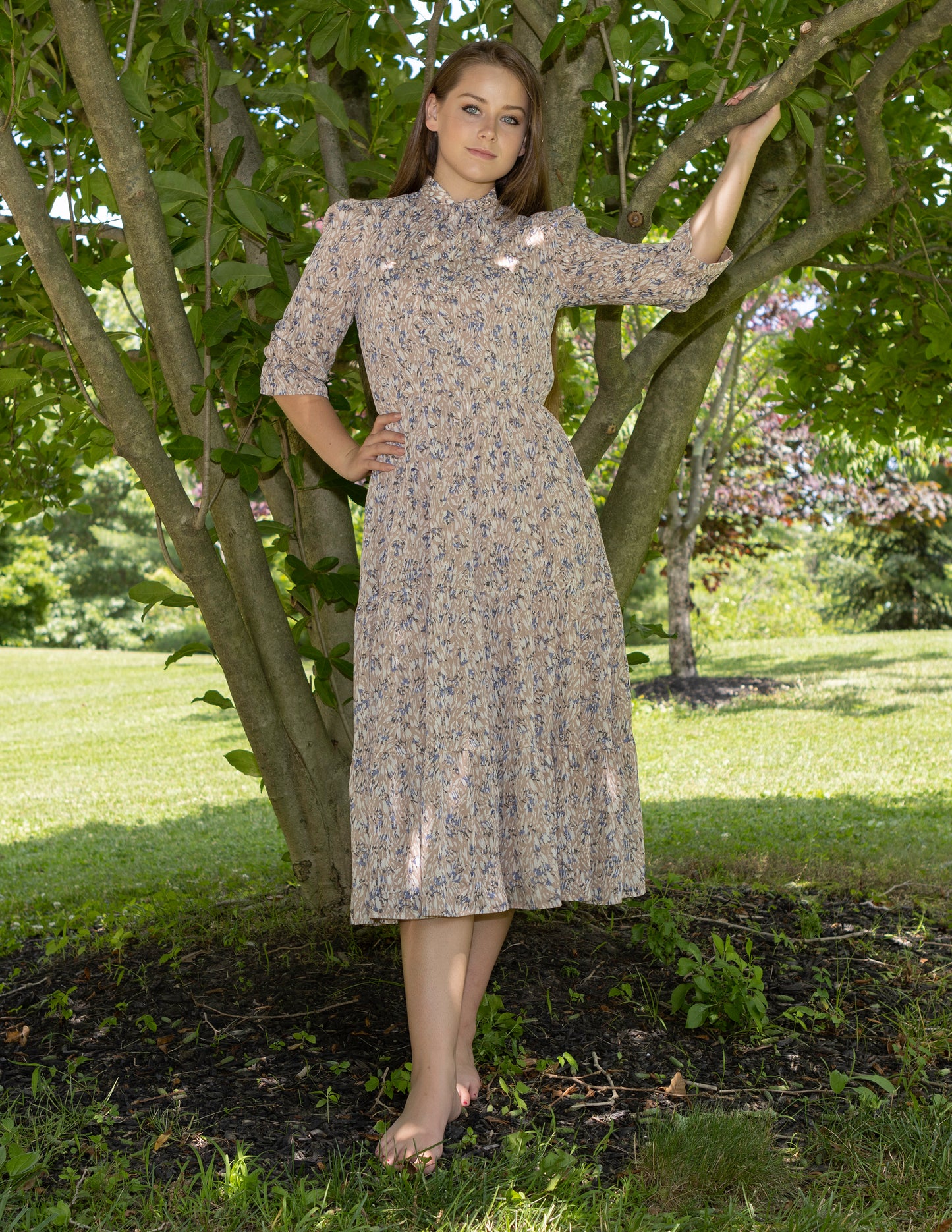 Elisa Chiffon Printed Midi Dress