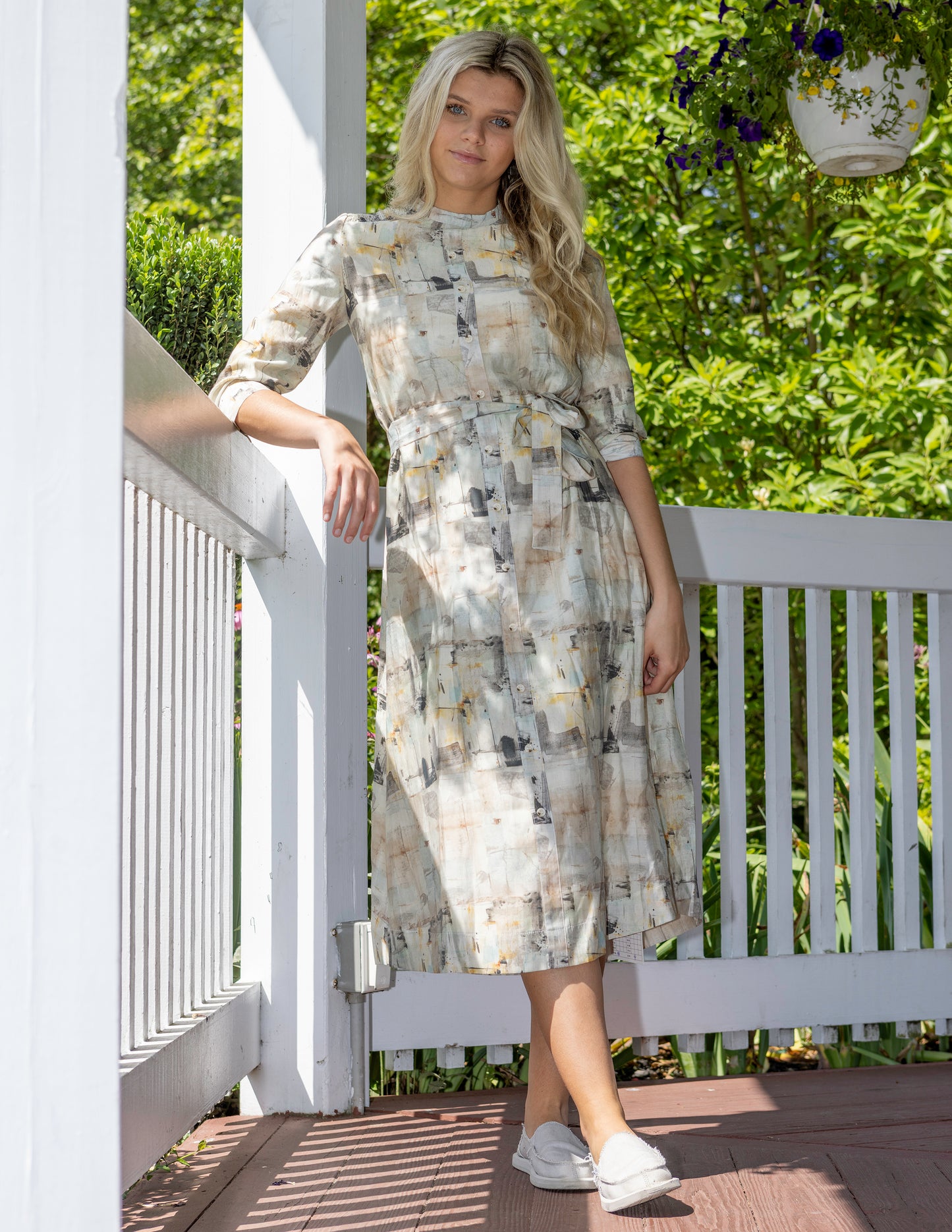 Carol Ivory Printed Chiffon Midi Dress