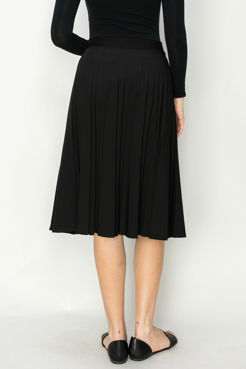 Novelty Pleated skirt elastic waist available in knee length to Maxi Length