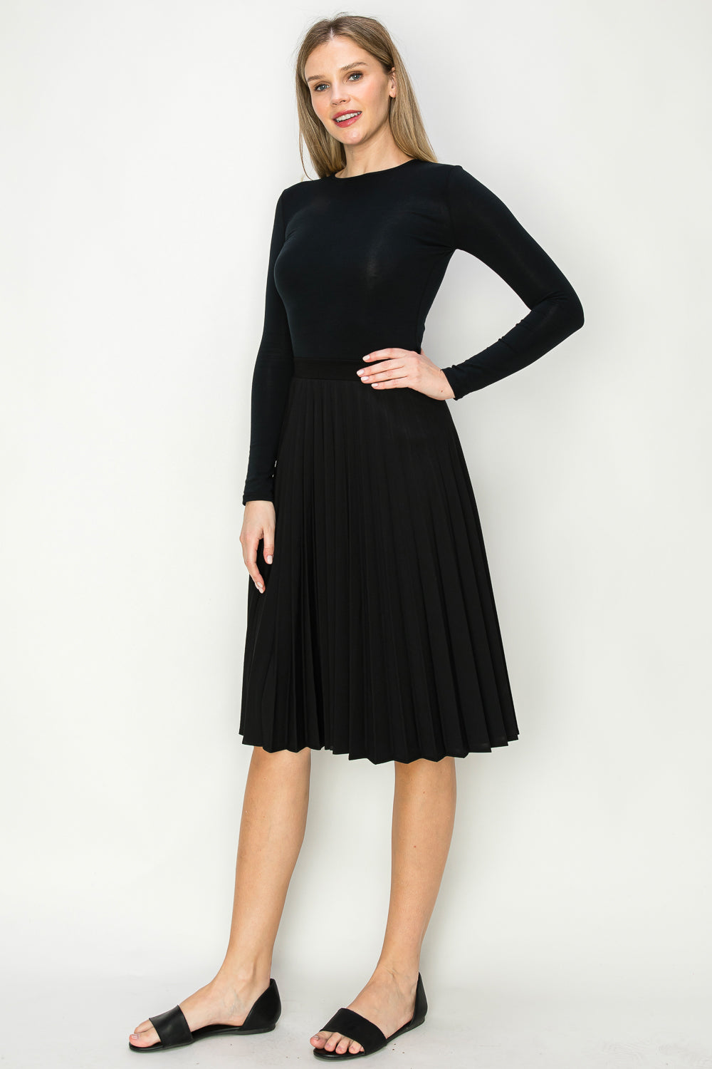 Pleated Skirt with elastic waist available in midi and maxi lengths