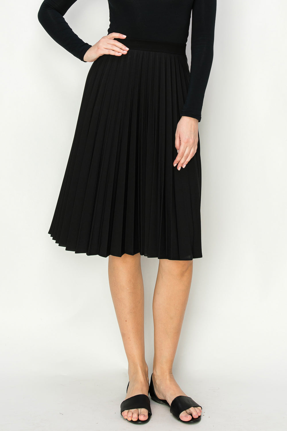 Pleated Skirt with elastic waist available in midi and maxi lengths