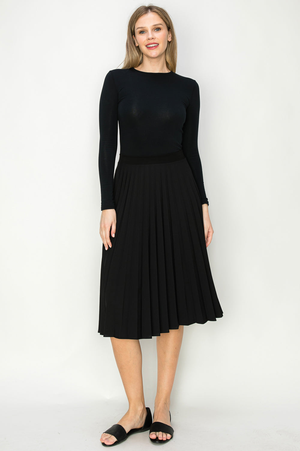 Pleated Skirt with elastic waist available in midi and maxi lengths