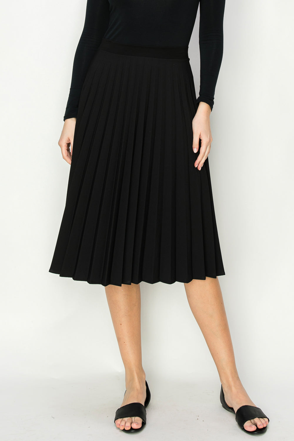 Pleated Skirt with elastic waist available in midi and maxi lengths