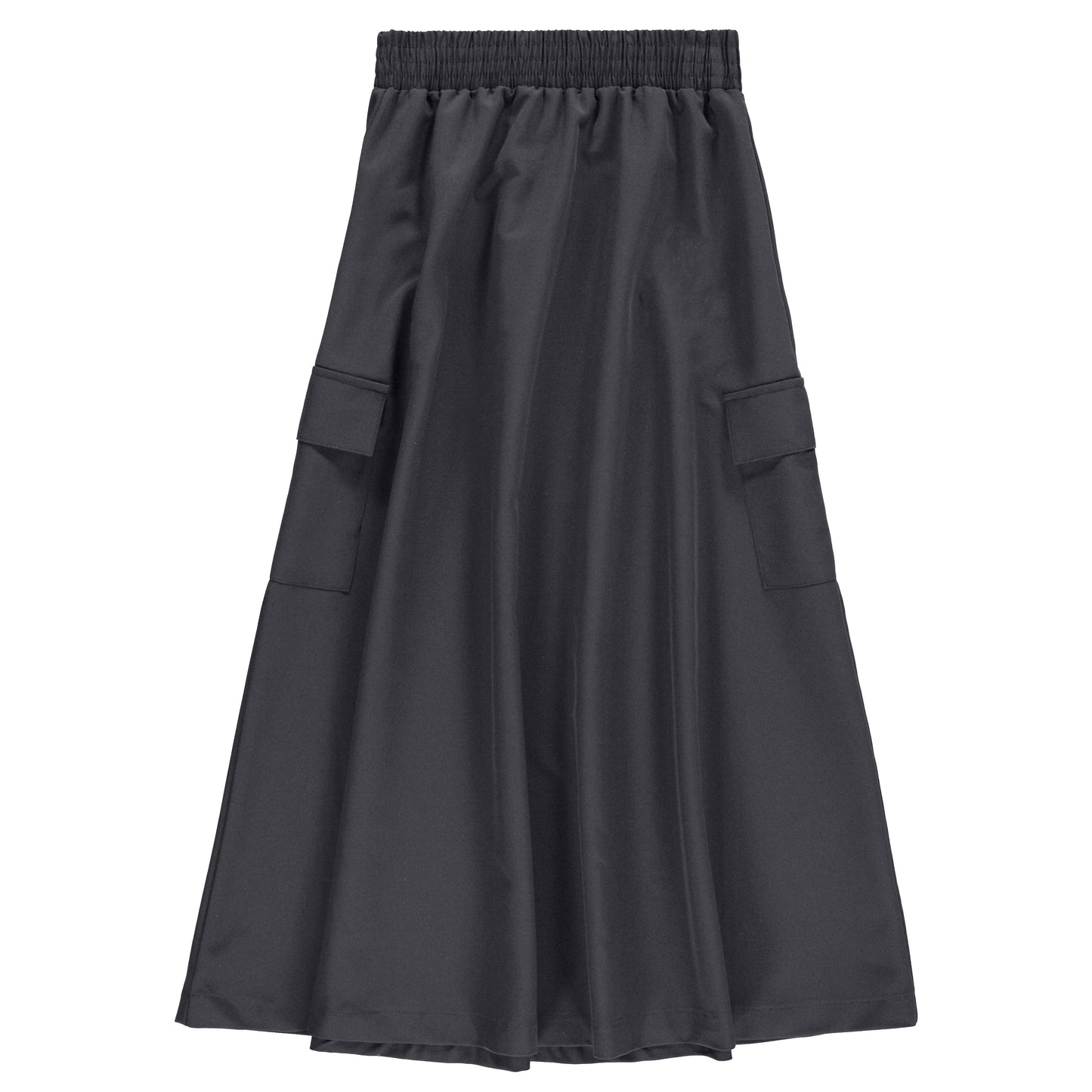 Cargo pocket black midi skirt available in maxi length as well