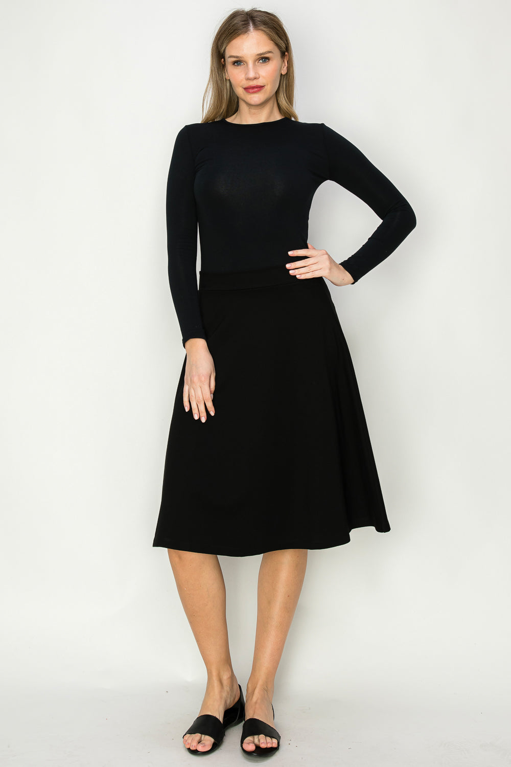 Wear & Flair Classic Heavyweight Stretchy A-Line Skirt