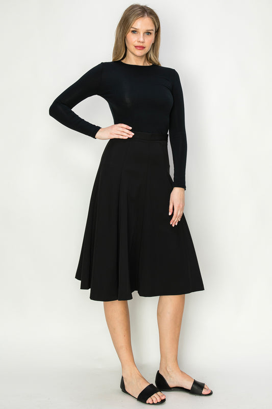 Dress Fabric Knee Length Paneled Skirt With Side Zip Closure