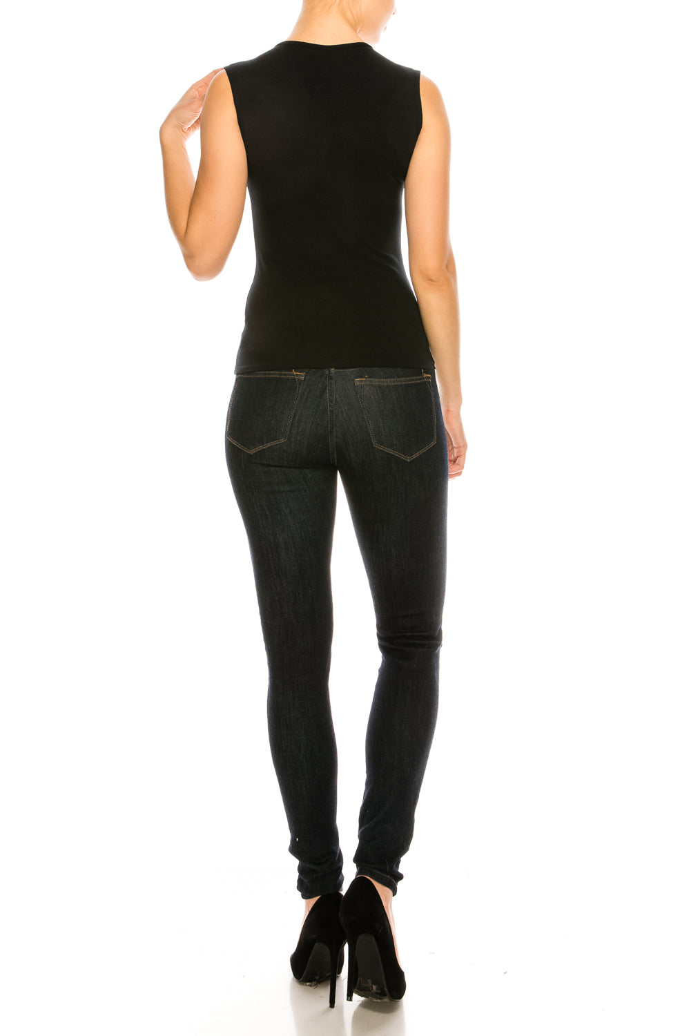 Black Microfiber Sleeveless Layering Shell Top - CHI-CHI NYC