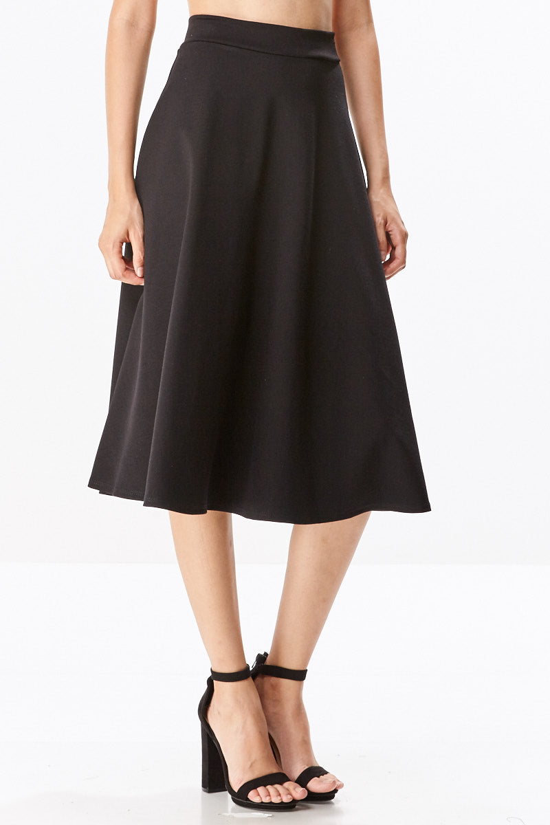 Naomi 28" Ponte A-Line Flared Midi Skirt - CHI-CHI NYC