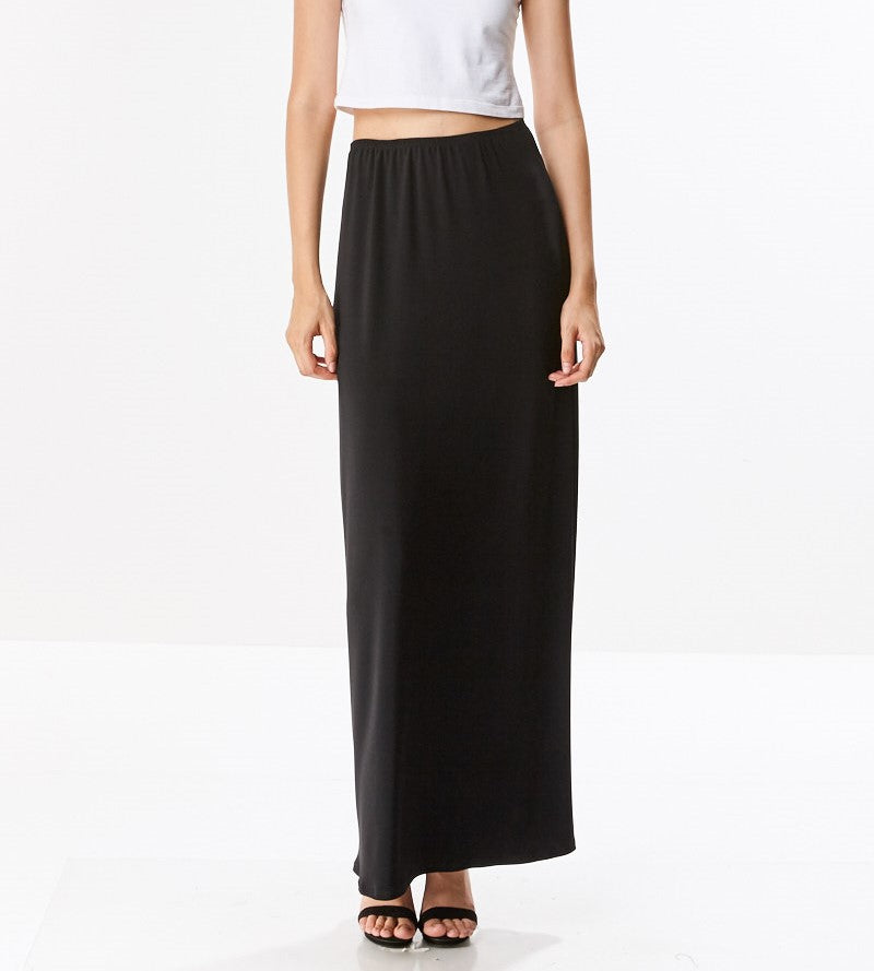 Ponte extra long straight fitting modest black maxi skirt – CHI