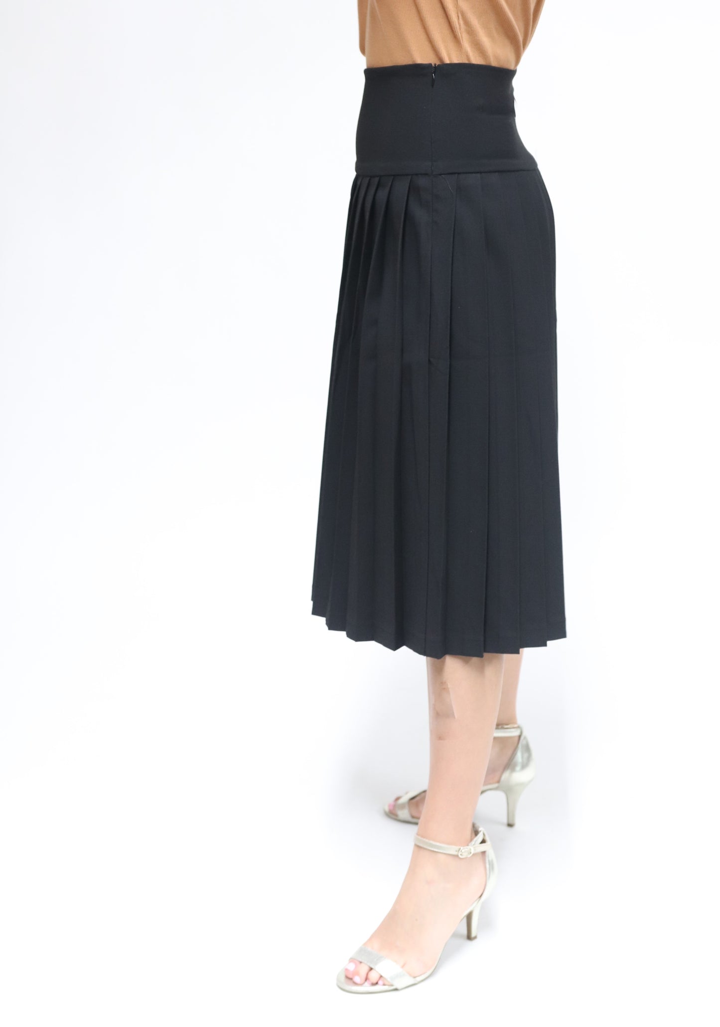 Pleated High Waist Button Front Skirt By Wear & Flair