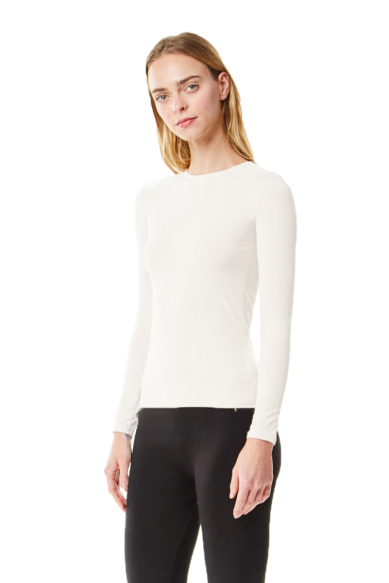 Long Sleeve White Cotton Layering Shell Top - CHI-CHI NYC