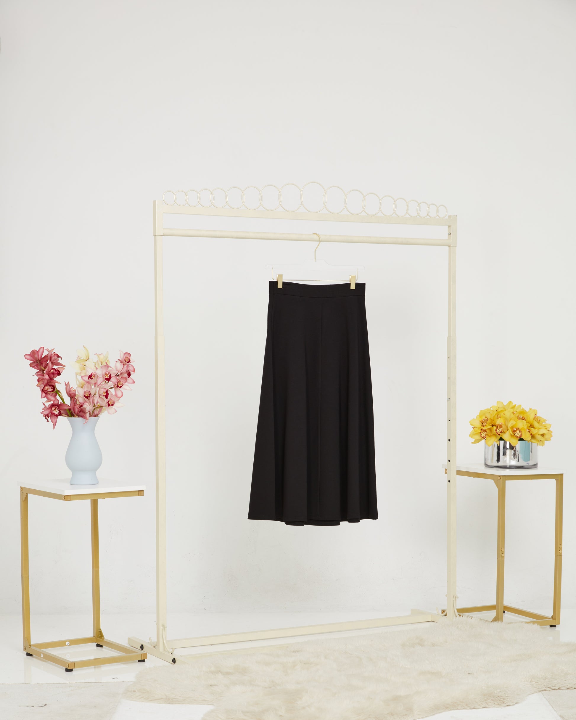 Basic Ponte Flared A-line Skirt With Elastic Waist