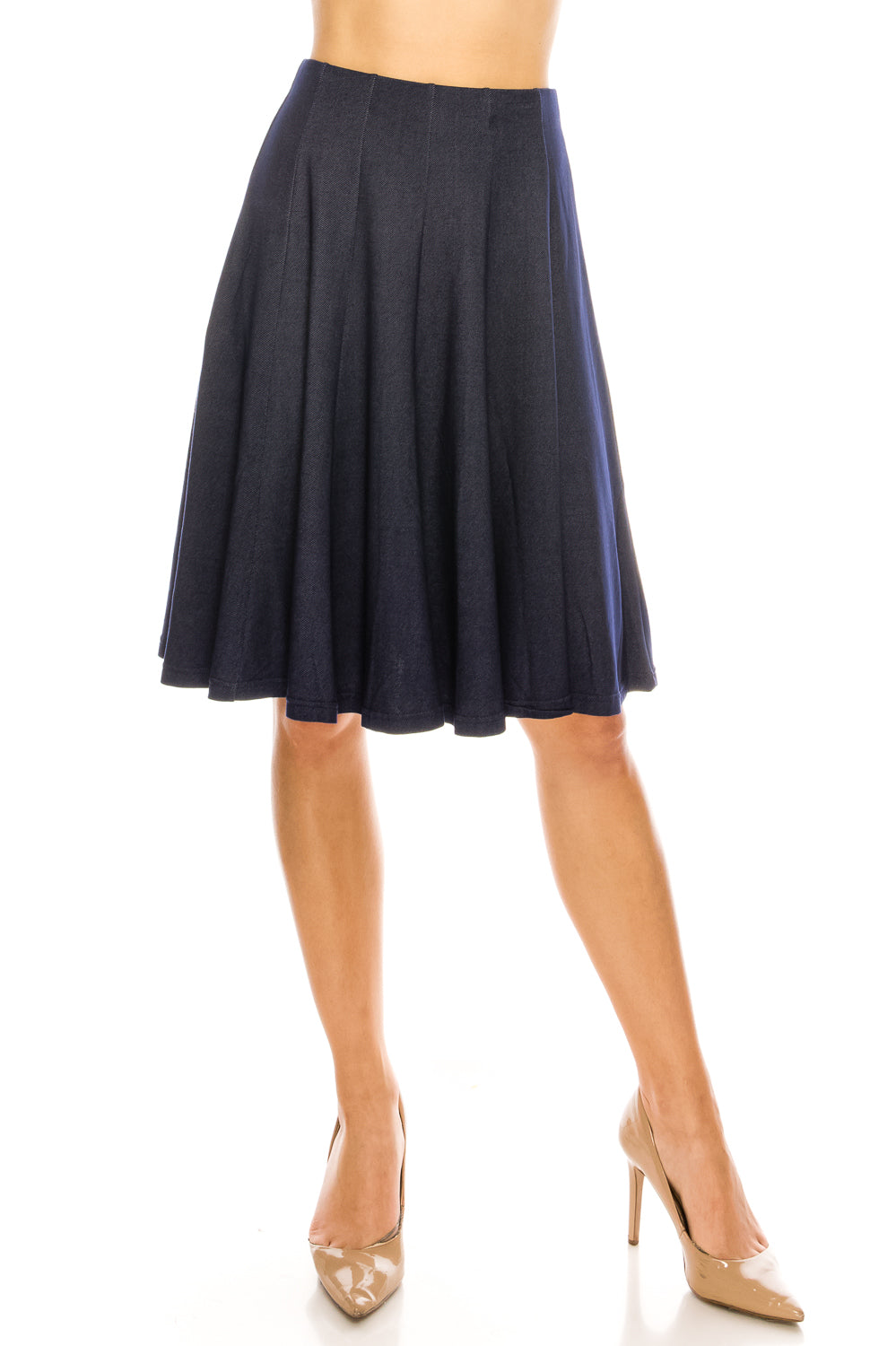 Cotton Flared A-line 12 Paneled Knee Length Skirt - CHI-CHI NYC