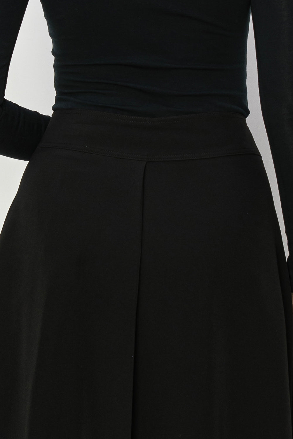  Single Center Pleat Flowing A-line Midi Skirt
