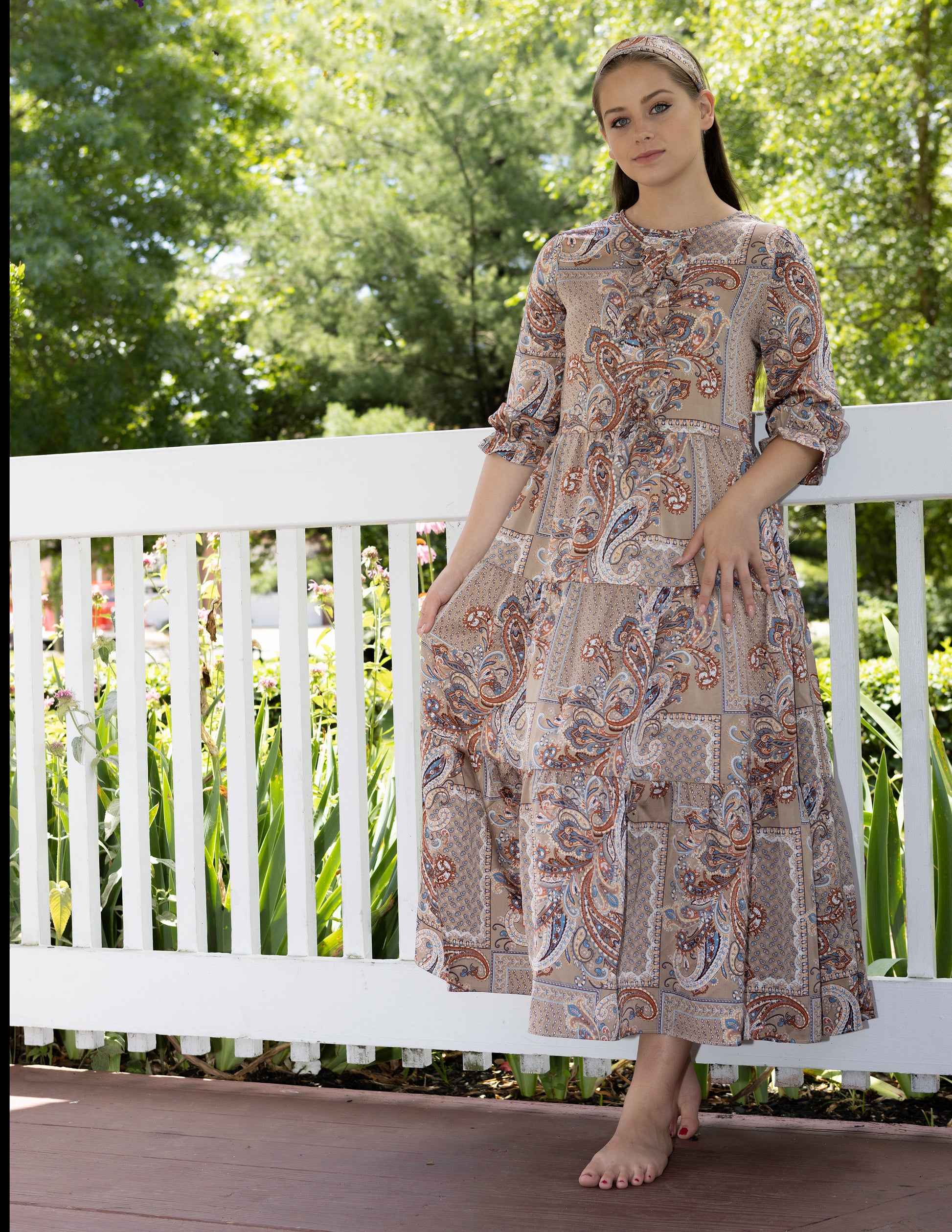 Paisly and floral printed maxi dress