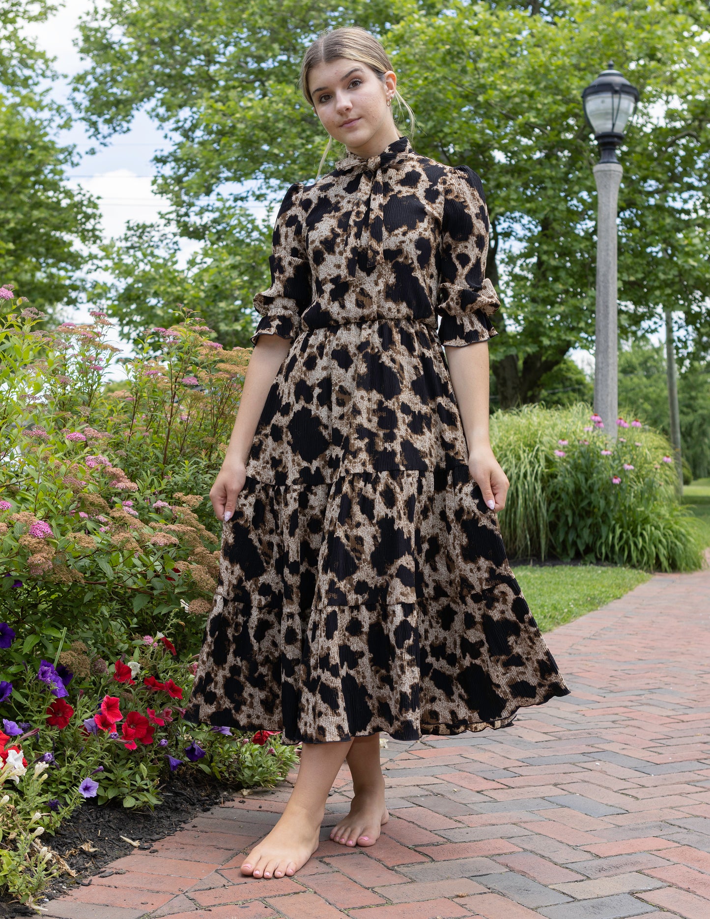 Becky Midi Length Crinkle Chiffon Dress