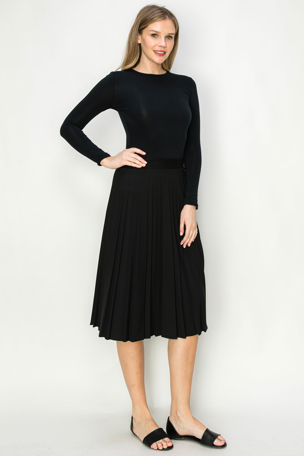 Pleated skirt elastic on sale waist