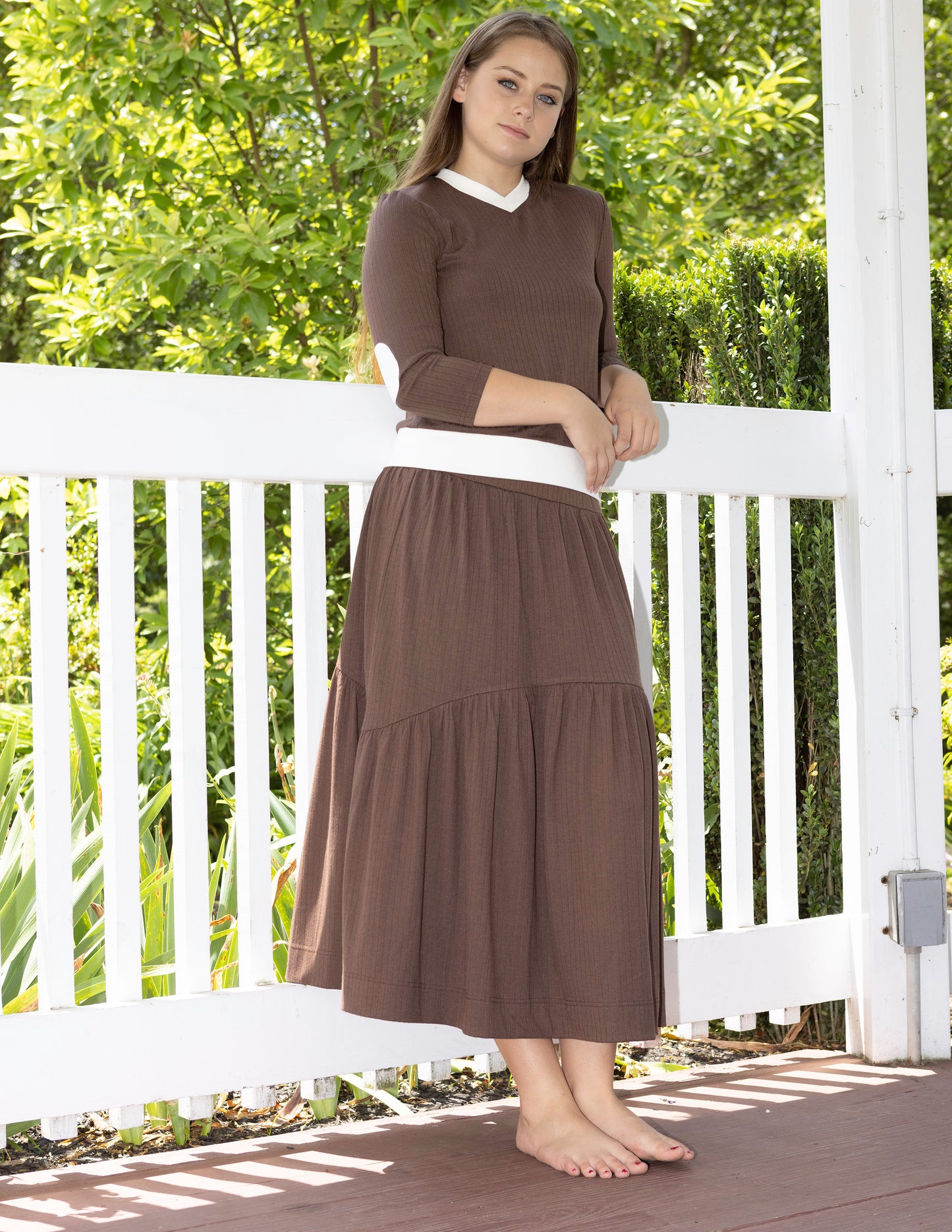 Louisa Cotton V-Neck Maxi Skirt Set