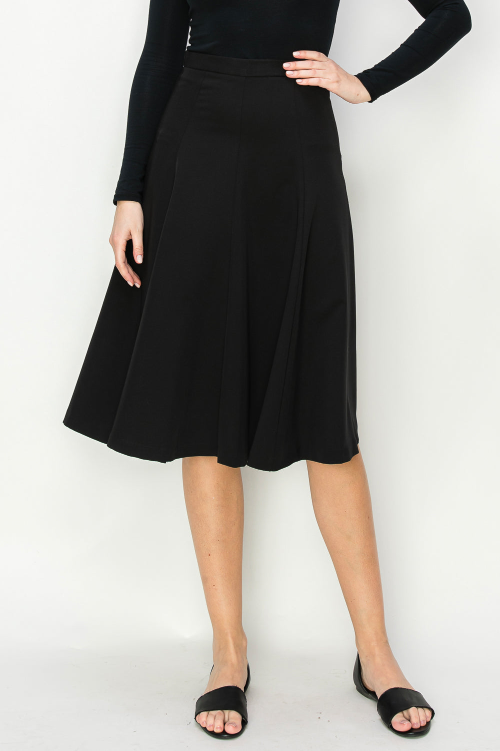  Dress Fabric Knee Length Paneled Skirt With Side Zip Closure