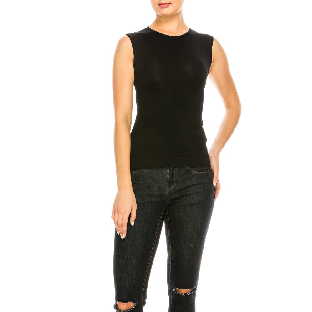 Black Microfiber Sleeveless Layering Shell Top - CHI-CHI NYC