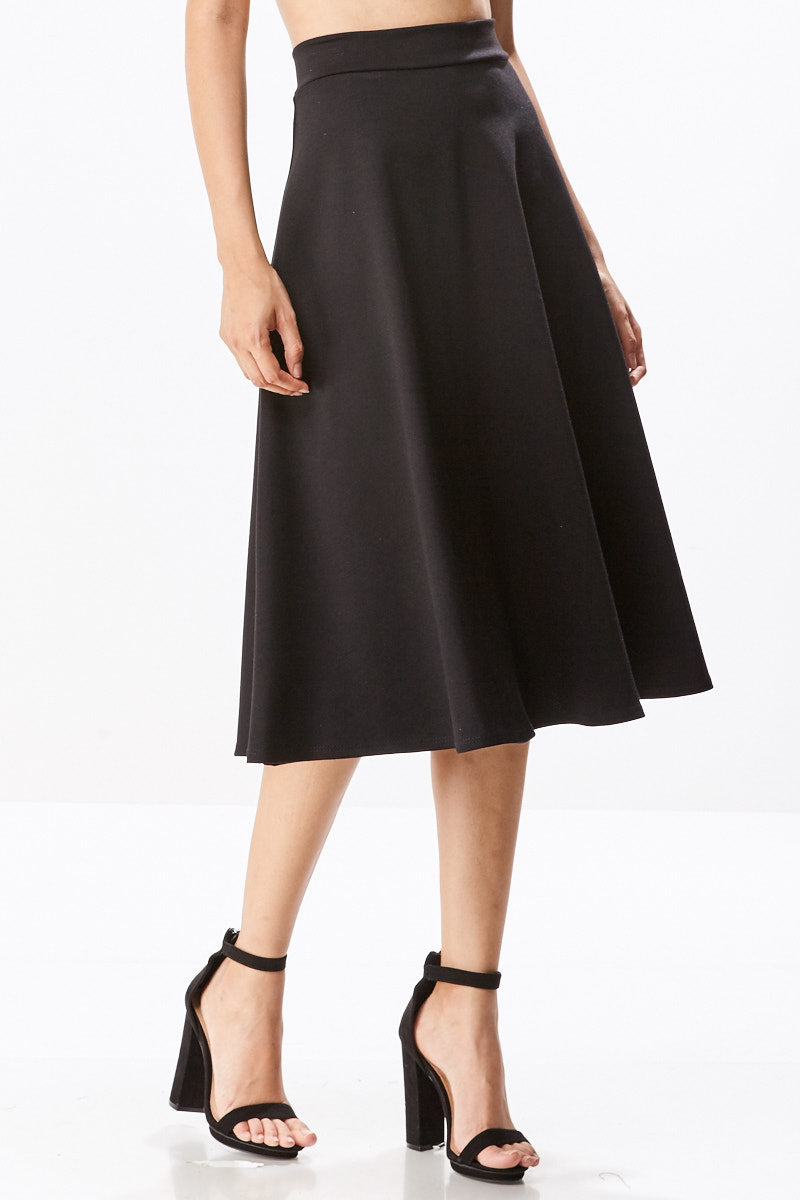 Naomi 28" Ponte A-Line Flared Midi Skirt - CHI-CHI NYC
