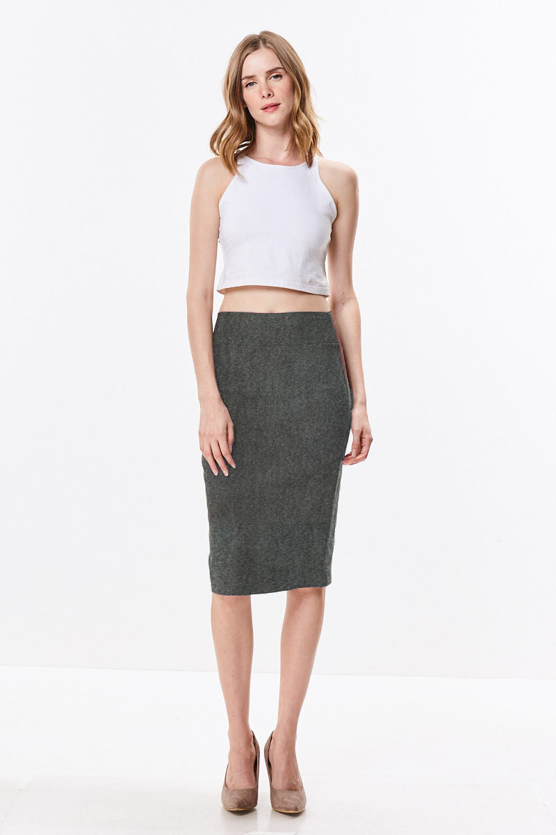 Grey pencil 2024 skirt knee length