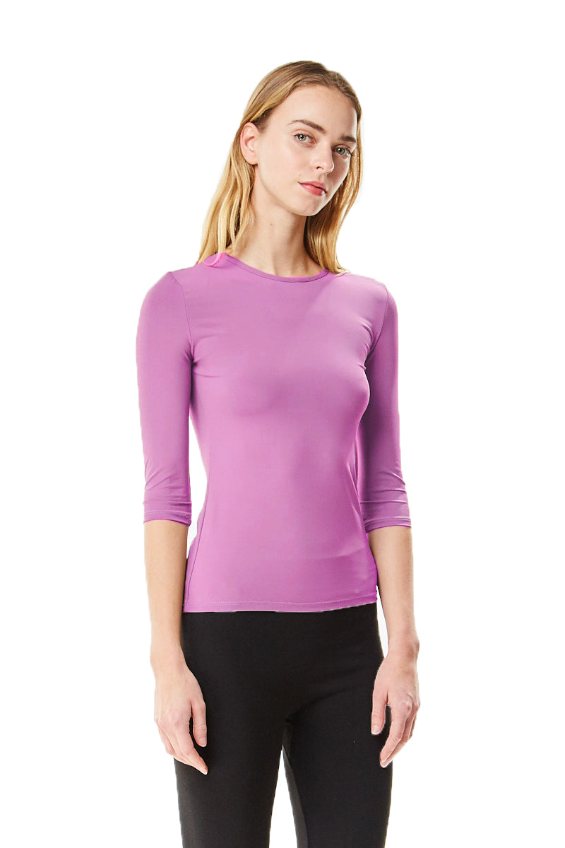 3/4 Sleeve Microfiber Orchid Layering Shell Top - CHI-CHI NYC